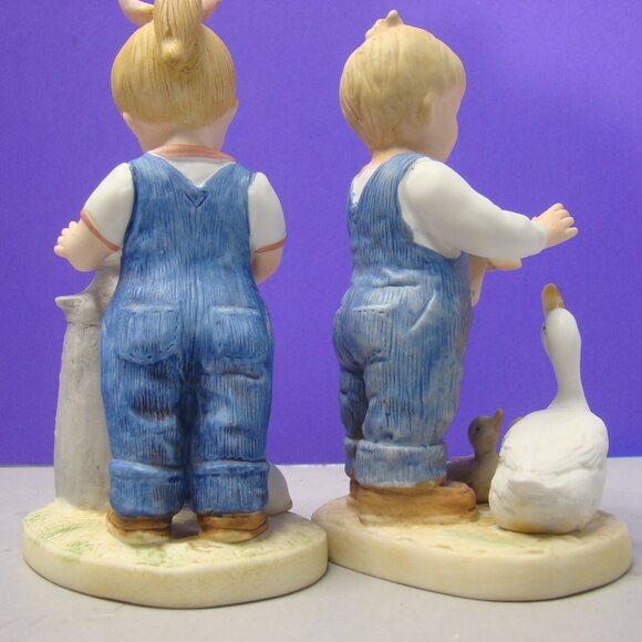 Vintage set of 1985 Denim Days #1509 and #1501 Pair Figurines Gathering kitten - Picture 9 of 16